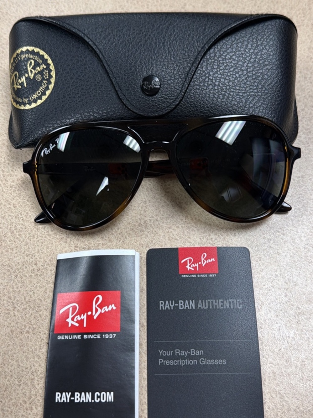 Ray-Ban Brown Tortoise Frame Sunglasses with Black Lenses